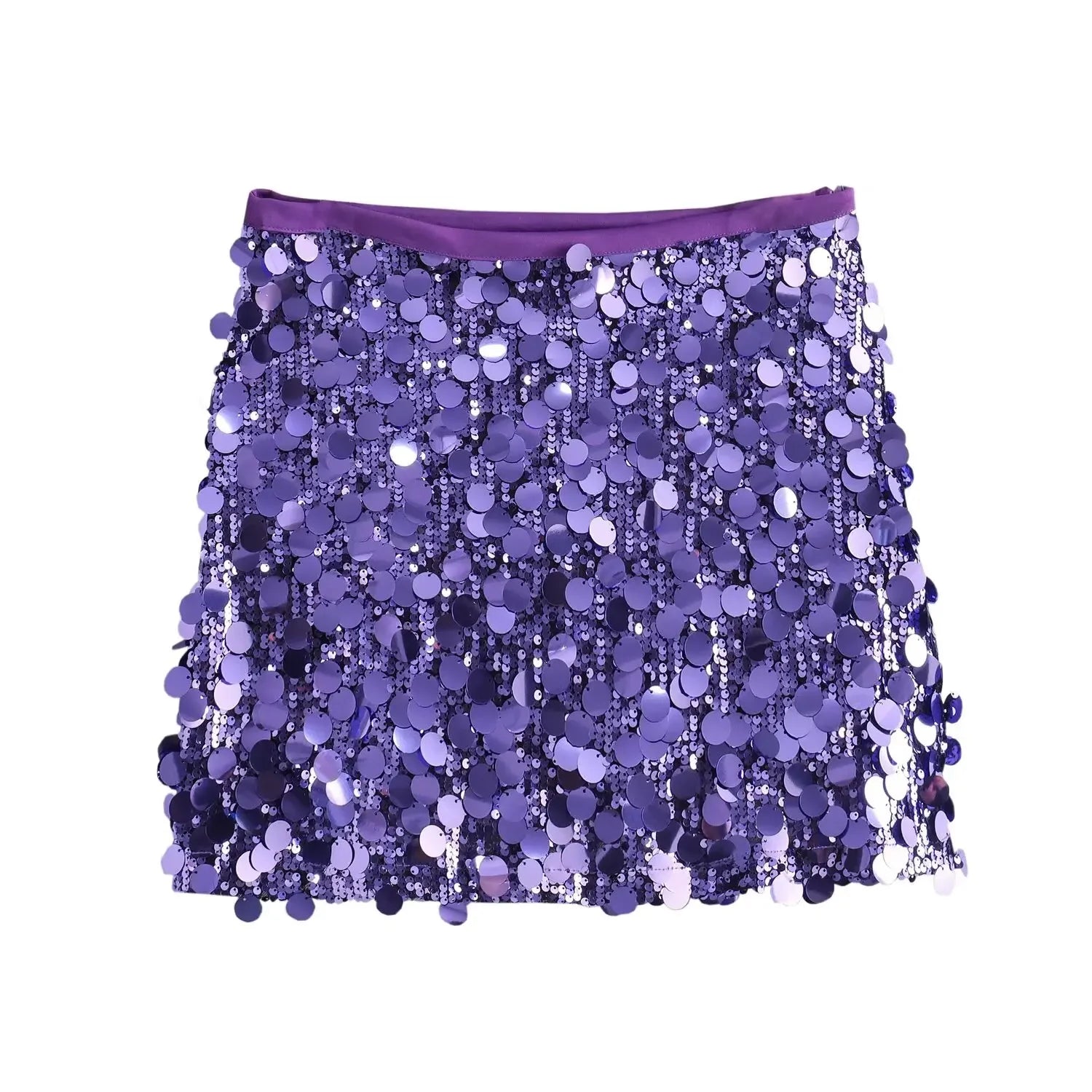 High Waist Sequined Mini Skirt - Piña Colada