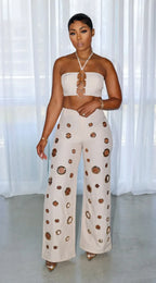 Wide Leg Pants Crop Top Outfits - Piña Colada