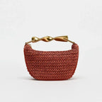 Summer Half-Moon Beach Straw Shoulder Bags Women's - Piña Colada