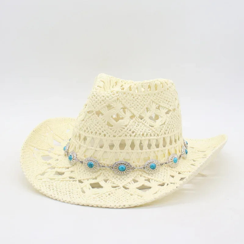 Summer Bohemian Shell Straw Hat - Piña Colada