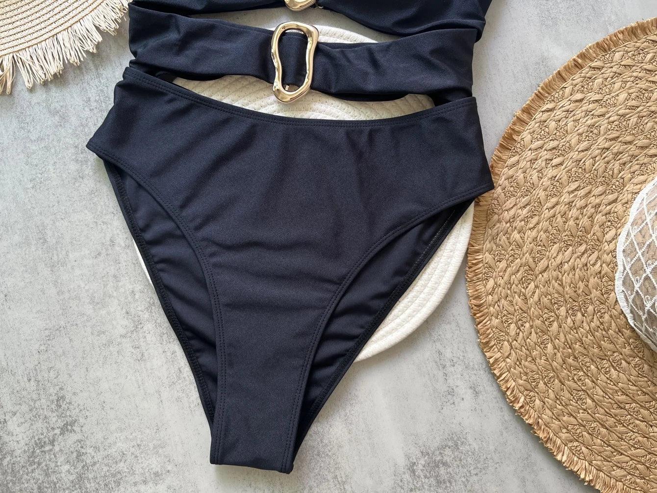Metal Rings Cut Out Swimwear - Piña Colada