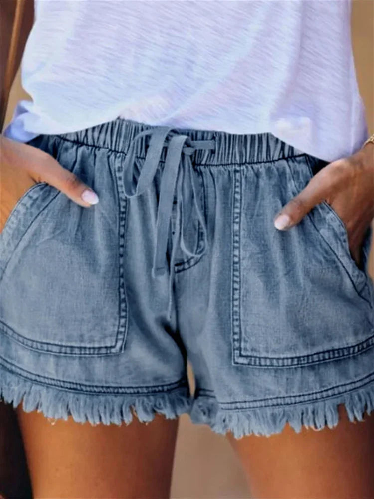 Denim Shorts Elastic Waist - Piña Colada