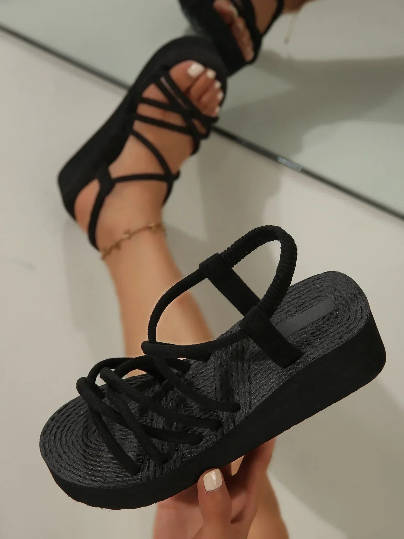 Women’s Gladiator Platform Sandals with Wedge Heel - Piña Colada