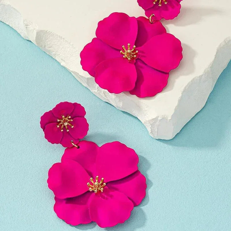 Flower Drop Earrings - Piña Colada