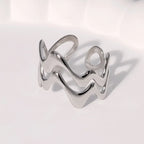 Stainless Steel Irregular Wave Ring - Piña Colada
