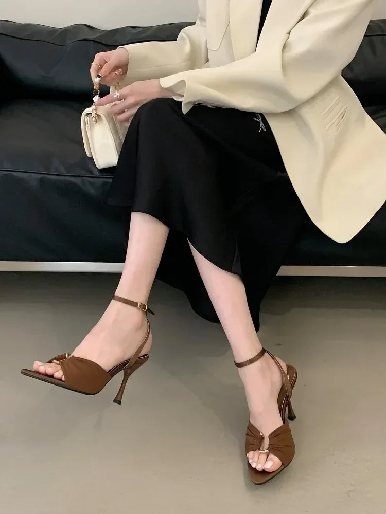 Pointed Toe Thin High Heels Sandals - Piña Colada