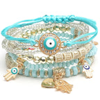 Bohemian Evil Eye Tassel Bracelet Set - Piña Colada