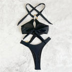 Adjustable Halter Monokini One Piece Swimsuit - Piña Colada