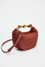 Summer Half-Moon Beach Straw Shoulder Bags Women's - Piña Colada