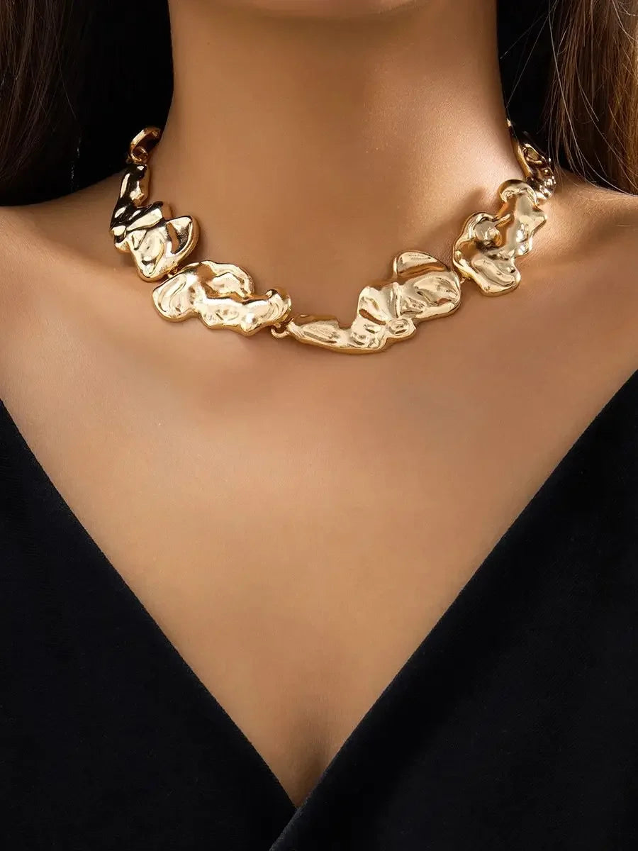 Irregular Metal Patchwork Choker - Piña Colada