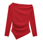 Asymmetrical Square Neck Crop Blouse – Streetwear Chic - Piña Colada