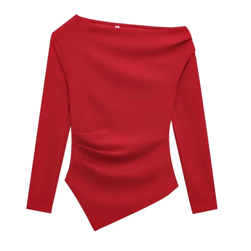 Asymmetrical Square Neck Crop Blouse – Streetwear Chic - Piña Colada