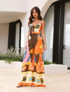 Boho Print Spaghetti Strap Jumpsuit - Piña Colada