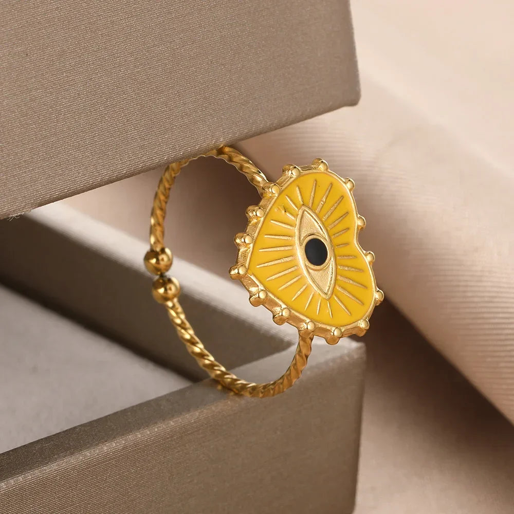 Evil Eye Rings Stainless Steel - Piña Colada
