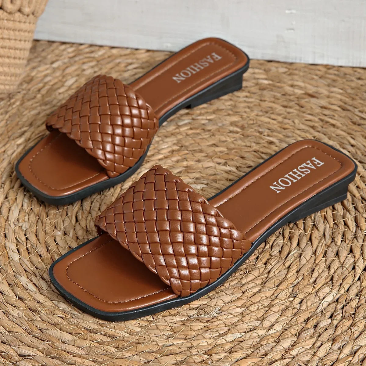Everyday Essential Flat Sandals – Minimalist PU Slip-Ons - Piña Colada