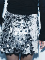 High Waist Sequined Mini Skirt - Piña Colada