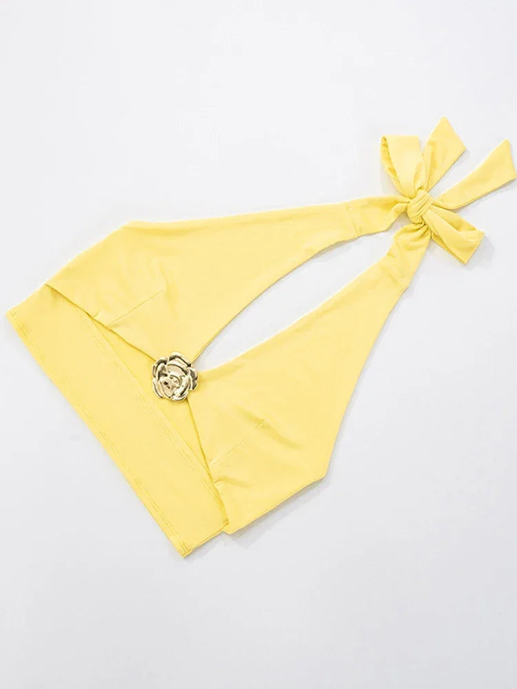 Ruffled Halter Two-Piece Gown Set – Elegant Floor-Length Clubwear - Piña Colada