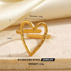 Gold Color Stainless Steel Heart Ring - Piña Colada