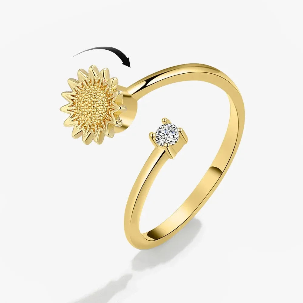 Spinner Ring Crystal Flower - Piña Colada