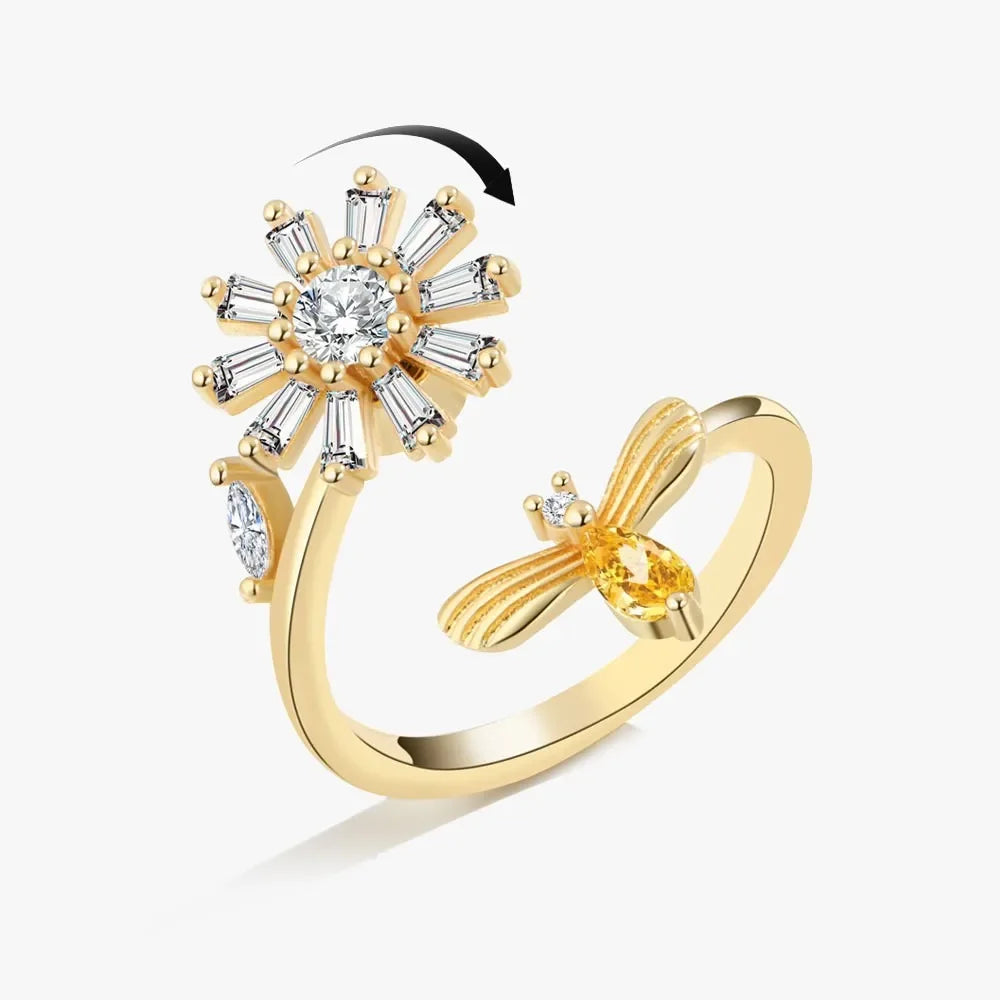 Spinner Ring Crystal Flower - Piña Colada