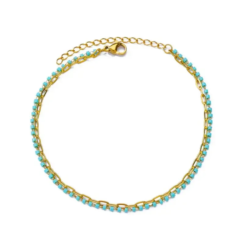 Stainless Steel Gold-Plated Anklet for Women - Piña Colada