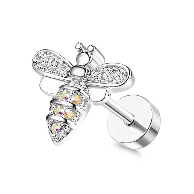 Moon-Shaped Screw-Back Stud Earring - Piña Colada