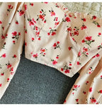 Floral Print Chiffon Top High Waist - Piña Colada