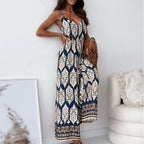 Elegan V-neck High Waist Jumpsuit - Piña Colada