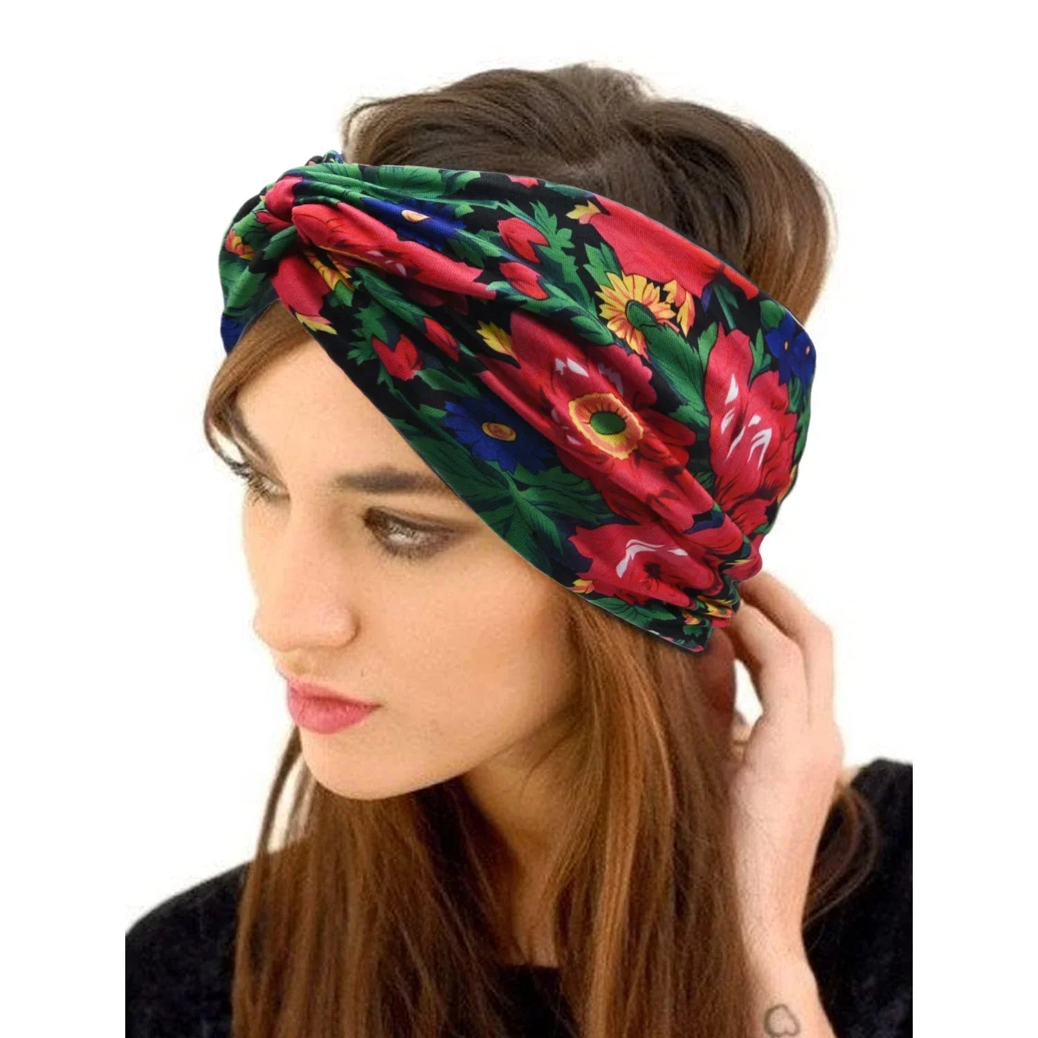 Printed Wide Elastic Headband - Piña Colada