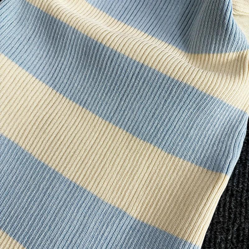 Stripe Summer Elastic Split Bodycon Dress - Piña Colada