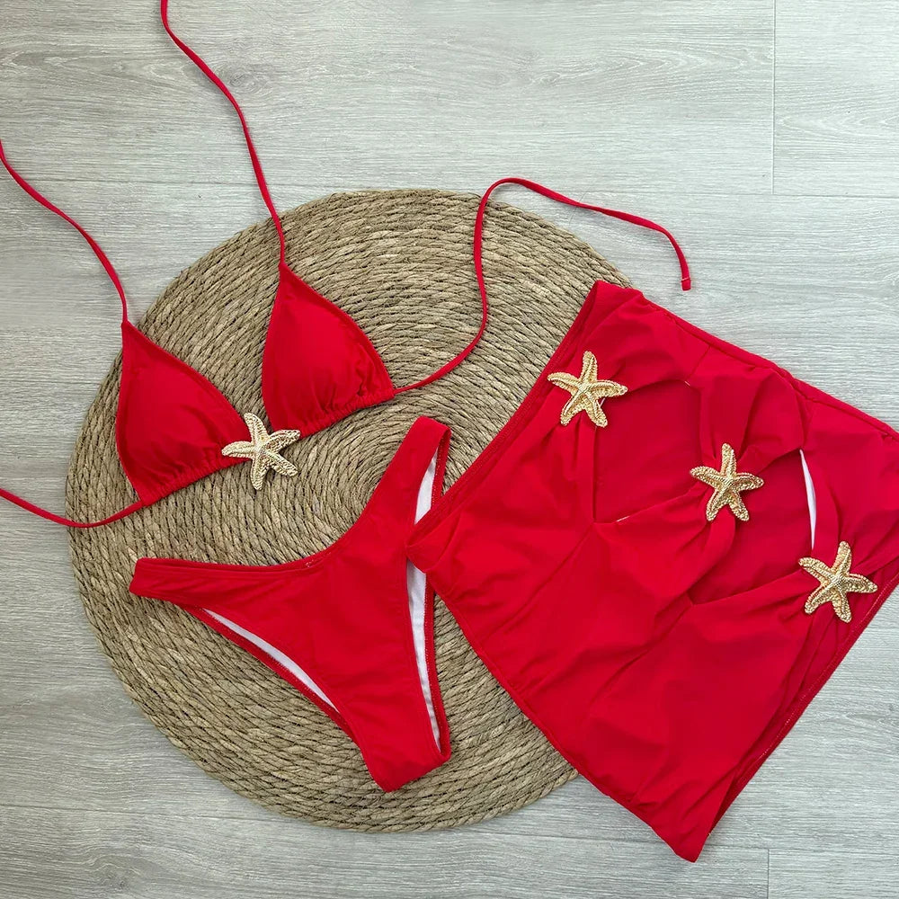 Bikini Set – 3-Piece Swimsuit Star - Piña Colada