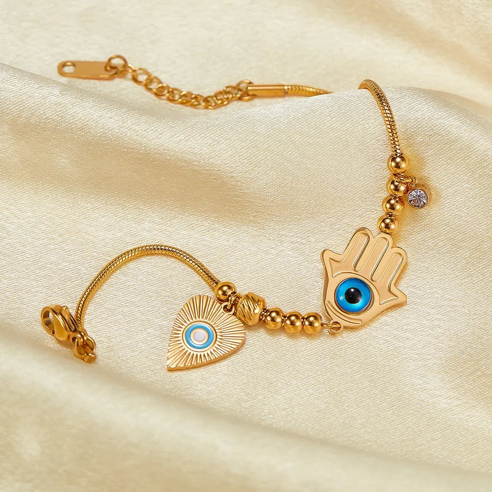 316L Stainless Steel Fatima's Blue Eye Charm - Piña Colada