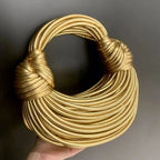 Gold Knotted Noodle Shoulder Bag – Luxury PU Hobo Clutch - Piña Colada