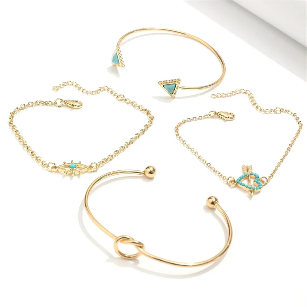 4 Pcs Boho Style Hollow Love - Piña Colada