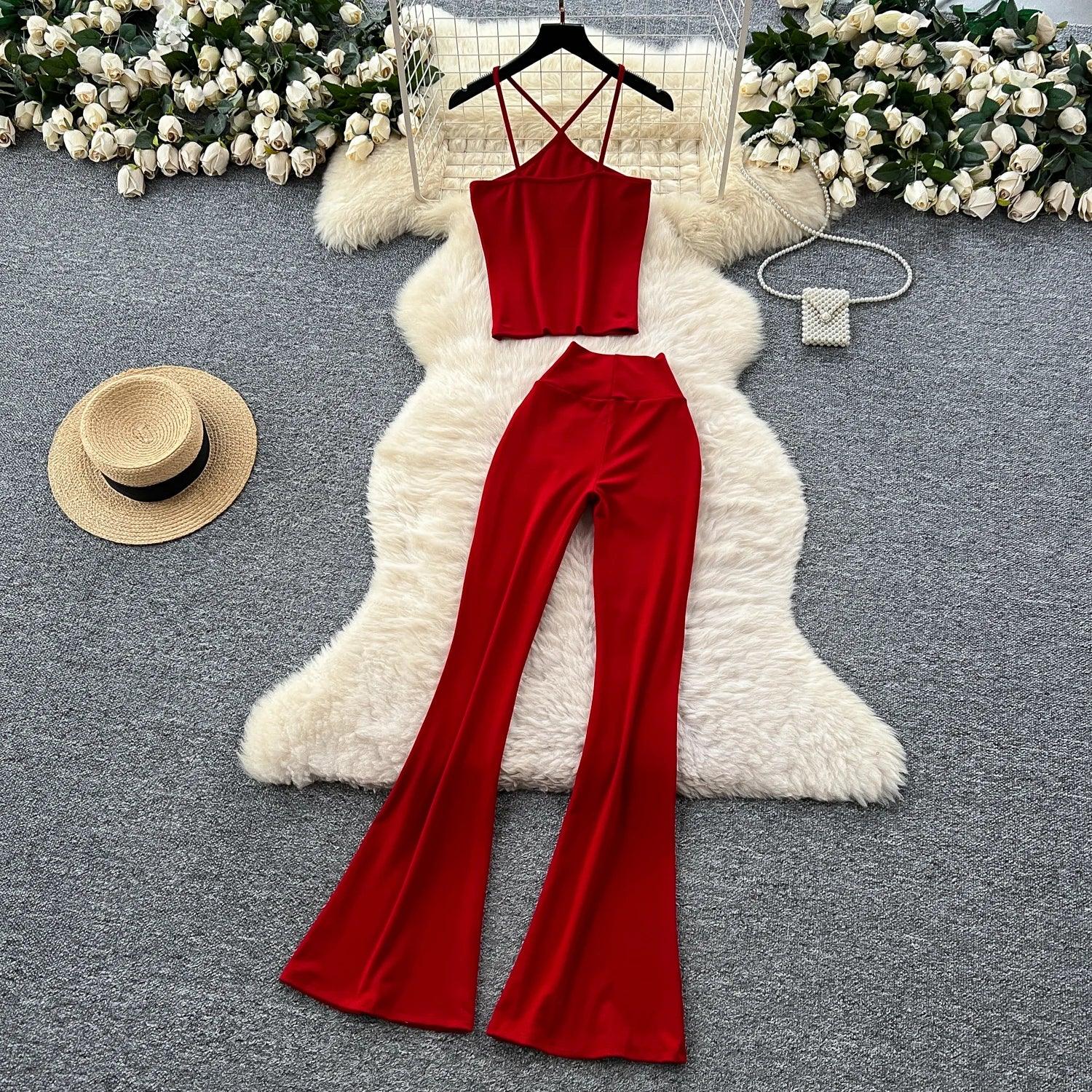 Unidance Pleated Square Neck Two-Piece Set – Casual Chic for Spring/Summer - Piña Colada