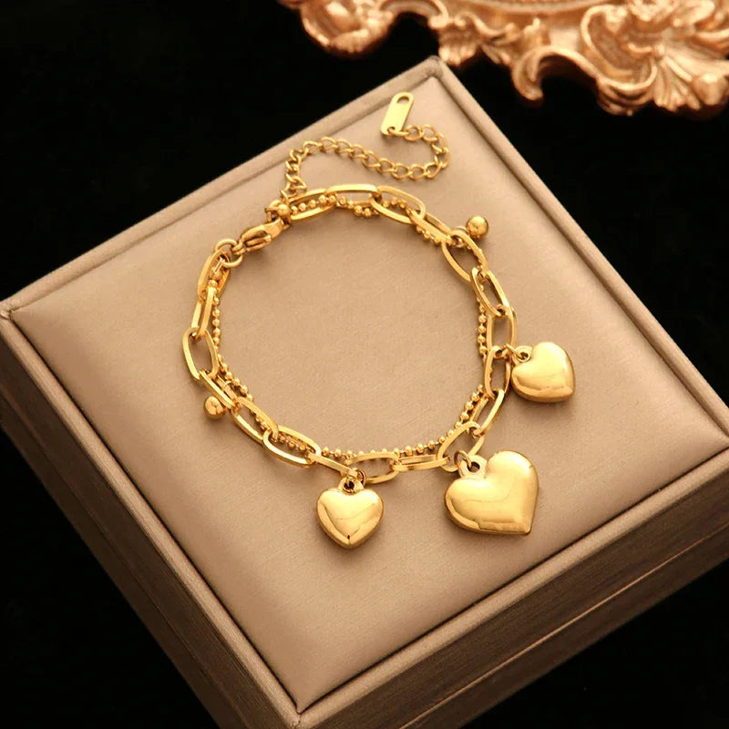 Stainless Steel Starfish & Moon Charm Bracelet - Piña Colada