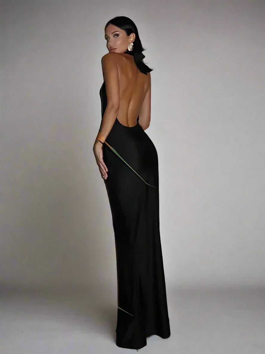 Sexy V-Neck Backless Maxi Dress Evening - Piña Colada