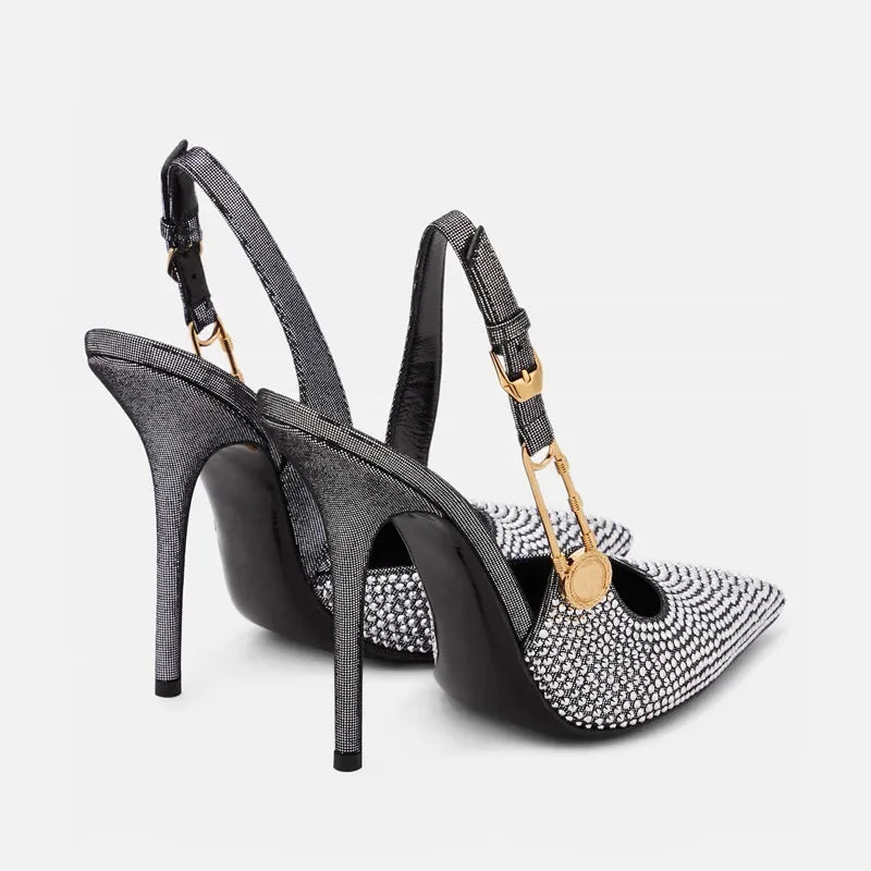 Satin Slingback Heels – Elegant 9.6cm Pointed Toe Pumps - Piña Colada