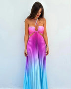 Gradient Dopamine Neckline Sleeveless Dress - Piña Colada