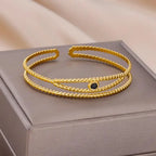 18K Gold-Plated Stainless Steel Cuff Bracelet for Women - Piña Colada