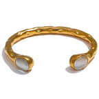 Stainless Steel Multicolored Stone Golden Cuff - Piña Colada