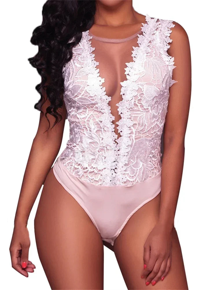 Floral Lace Backless Bodysuit - Piña Colada