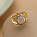 Hollowed out Evil Eye Ring - Piña Colada