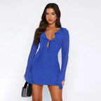 Slim Mini Dresses V-neck Ruffles - Piña Colada