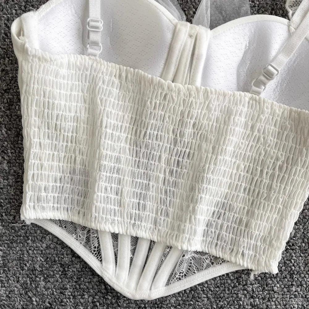 Tank Top Diamond Lace Mesh - Piña Colada