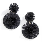 Bohemian Raffia Flower Drop Earrings - Piña Colada