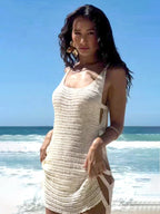 U Neck Sleeveless Knit Beach Dress - Piña Colada