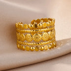Stainless Steel Zircon Adjustable Ring - Piña Colada