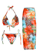 3-Piece High Waist Bikini Set with Skirt – Sexy Beachwear - Piña Colada