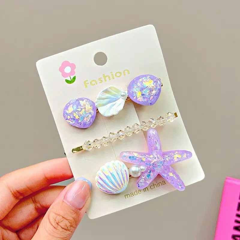 2PCS Elegant Starfish Star Shell Hair Clips - Piña Colada